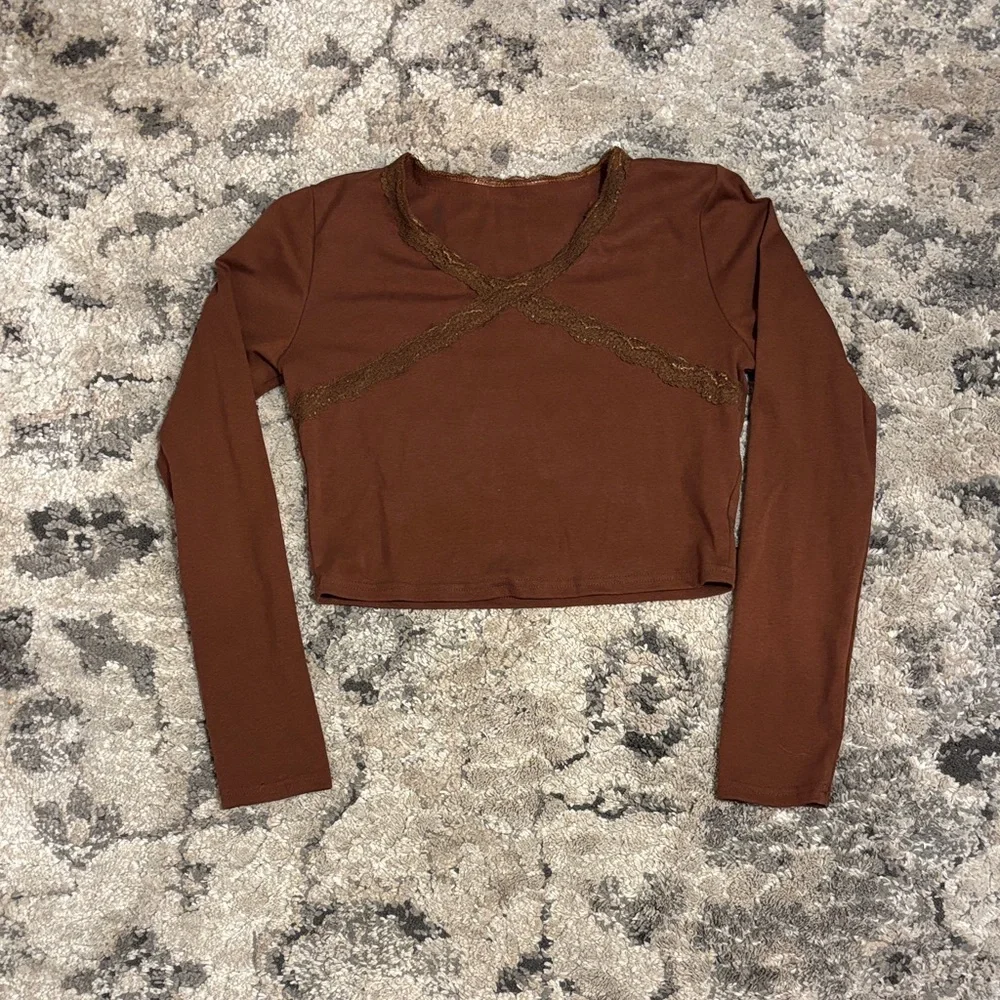 Brown Long Sleeve Women's Top